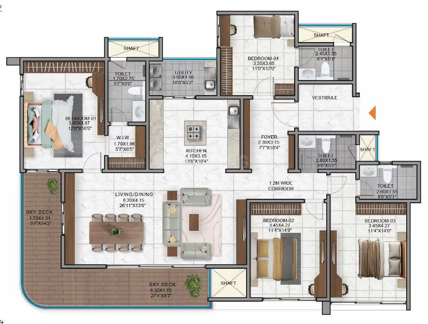 Nambiar District 25 4 BHK Floor Plan
