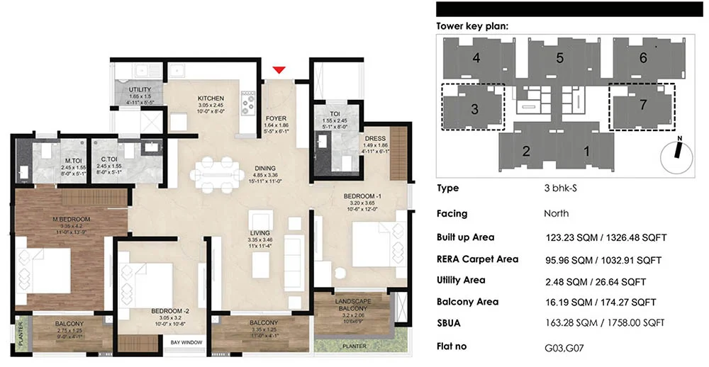 Mana The Right Life 3 BHK apartment floor plan in Bangalore